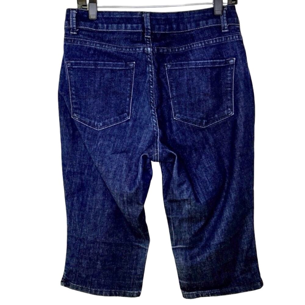 Lee Dark Wash Blue Curvy Fit Mid Rise Blue Cropped Stretch Capri Jeans Size 10 - Picture 8 of 9